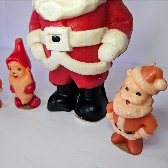 Set of 4 Vintage Hand Dipped Gurley & Suni Santa Elf Novelty Holiday Candles - Picture 10 of 11
